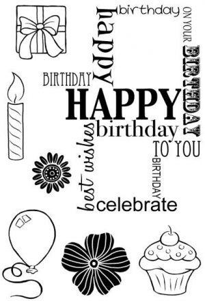 Woodware Clear Magic Birthday Grid Stamp Set